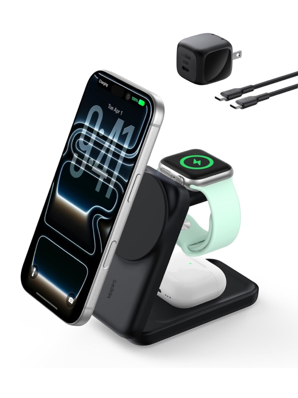 Belkin MagSafe Charger Compatible, 3-in-1 Charging Station